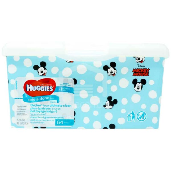 Toallitas Húmedas Huggies One & Done Fragancia a Pepino y Té Verde, 64 uds