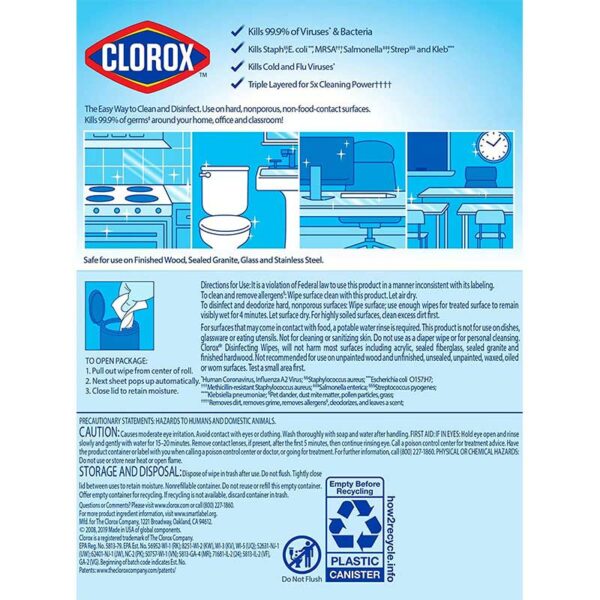 Toallitas-Desinfectantes-Clorox-(85-uds)-Back Toallitas Desinfectantes Clorox (85 uds)