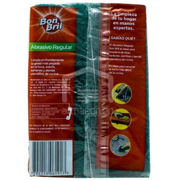 Fibra de Fregar Abrasiva Regular Bon Bril, 3 uds