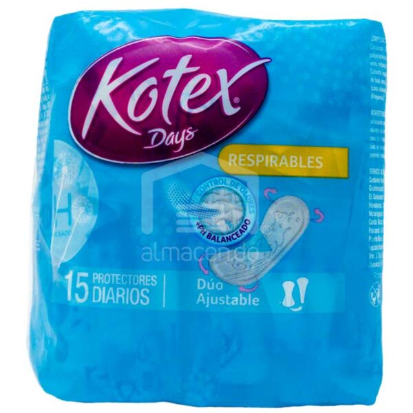 Protectores Diarios Femeninos Kotex Days Respirables, 15 uds