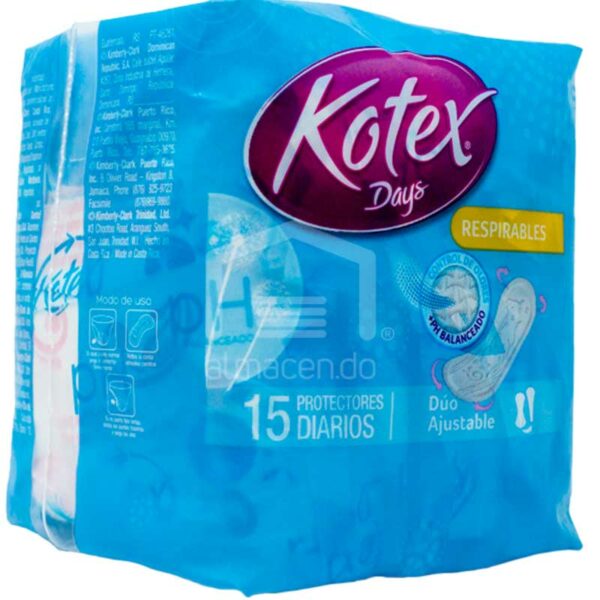 Protectores Diarios Femeninos Kotex Days Respirables, 15 uds