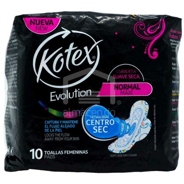 Toallas Femeninas Kotex Evolution Normal/Maxi, 10 uds