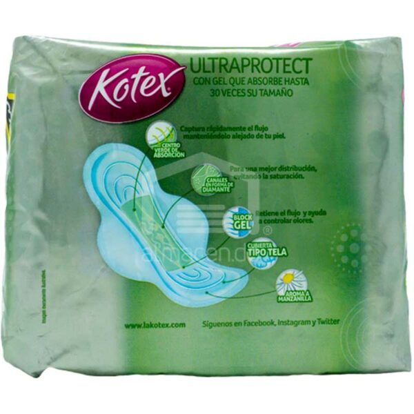 Toallas-Kotes-UltraProtect-con-Manzanilla-Normal-(10-Ud)-Back Toallas Femeninas Kotex UltraProtect Normal Con Manzanilla, 10 uds