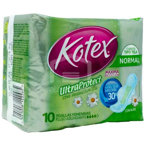 Toallas-Kotes-UltraProtect-con-Manzanilla-Normal-(10-Ud)-Turn Toallas Femeninas Kotex UltraProtect Normal Con Manzanilla, 10 uds