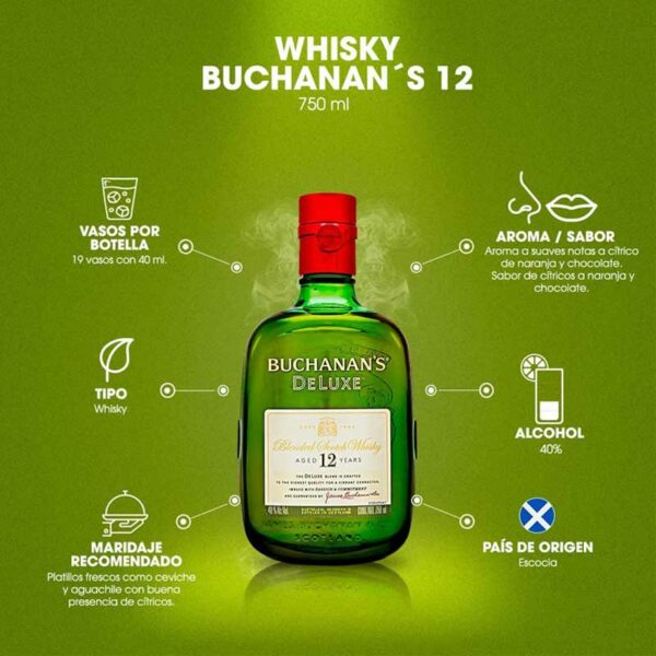 Whisky Buchanan's DeLuxe 12 Años, 750 ml