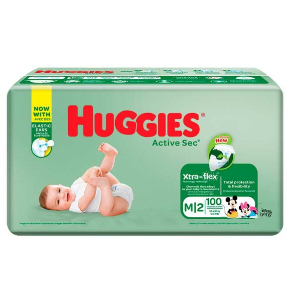 Pañales-Huggies-Active-Sec-No.-2,-Big-Pack-(100-uds)-Front Pañales Huggies Active Sec No. 2, Big Pack (96 uds)