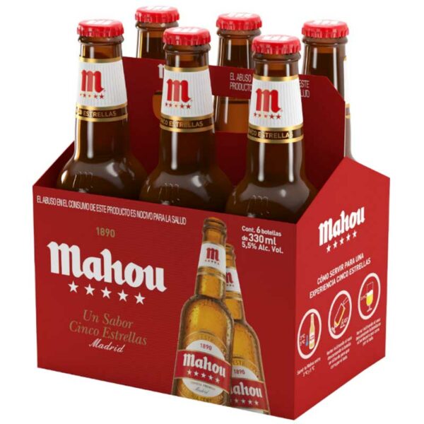 Cerveza-Mahou-Cinco-Estrellas,-11.2-oz-Tirn Cerveza Mahou Cinco Estrellas, 11.2 oz