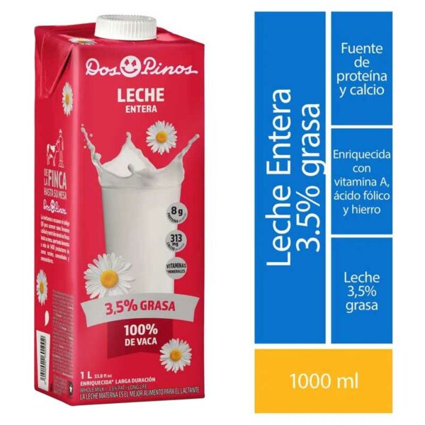 Leche Entera Dos Pinos, 1 L