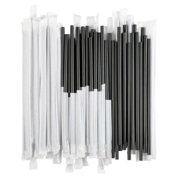 Sorbetes Plásticos Negros Envueltos 7.75", (500 uds)