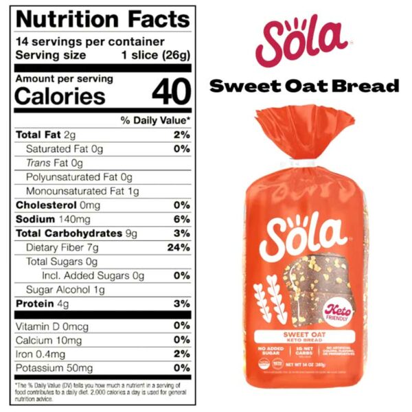 Pan Sandwich Sola Avena Dulce, 14 oz (Keto Bread)