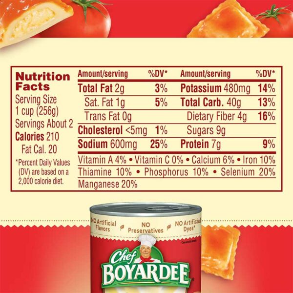 Ravioli de Queso Chef Boyardee en Salsa de Tomate, 15 oz