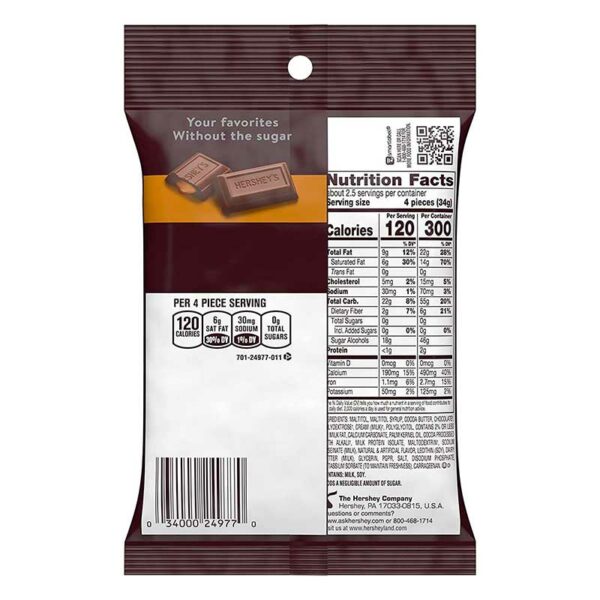 Chocolates con Leche Hershey's Sugar Free Relleno de Caramelo, 3 oz