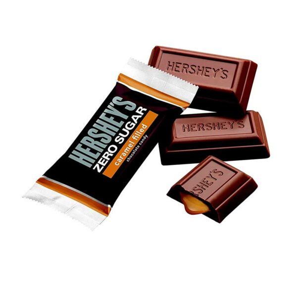 Chocolates con Leche Hershey's Sugar Free Relleno de Caramelo, 3 oz