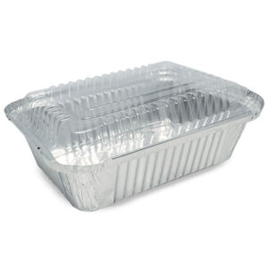 Envase Aluminio Rectangular con Tapa, 1.5 lb 125 uds