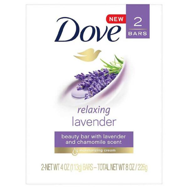 Jabón-Dove-Lavanda-Relajante,-(2-x-113g)-Front Jabón Dove Lavanda Relajante (2 x 113 g)