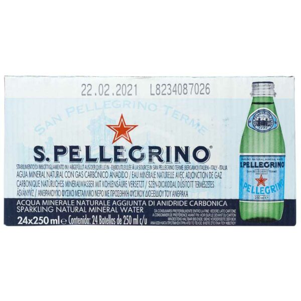 Agua Mineral Natural con Gas San Pellegrino, 250 ml Caja (24 uds)