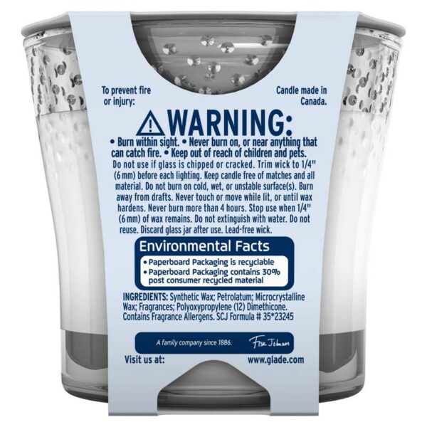 Ambientador Glade Vela Fragancia Clean Linen, 3.4 oz