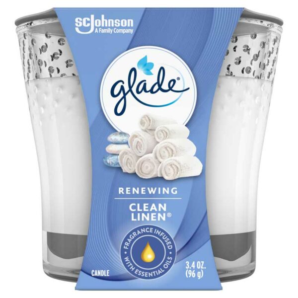 Ambientador Glade Vela Fragancia Clean Linen, 3.4 oz