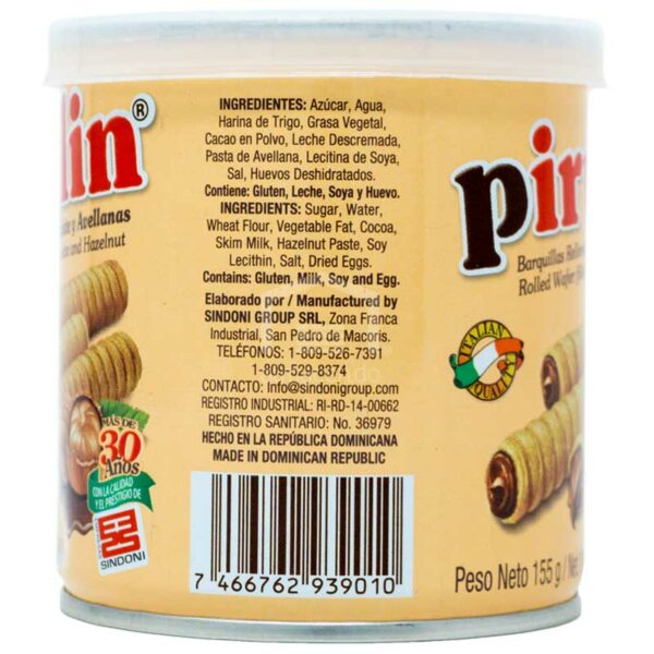 Barquillas Pirulin Rellenas de Chocolate y Avellanas, 155 g