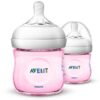 Biberón Philips Avent Natural de Cuello Ancho Color Rosado, 4 oz (2 uds)
