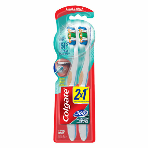 Cepillo Dental Colgate 360° Cerdas suave, 2 uds