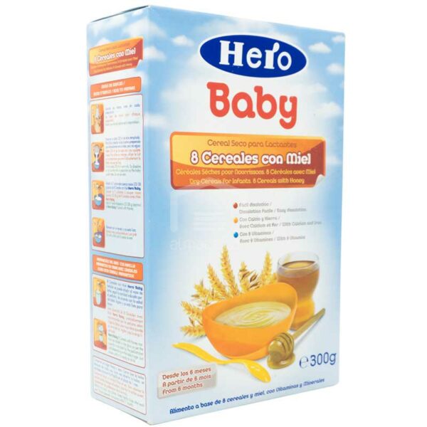 Cereal Seco Hero Baby 8 Cereales con Miel (A partir de los 6 meses), 300g