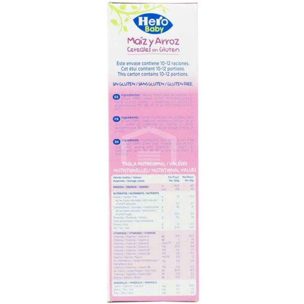 Cereal Seco Hero Baby Maíz y Arroz Cereales sin Gluten, 300 g (A partir de los 6 meses)