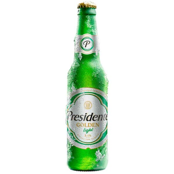 Cerveza Presidente Golden Light, 12 oz (6 pack)