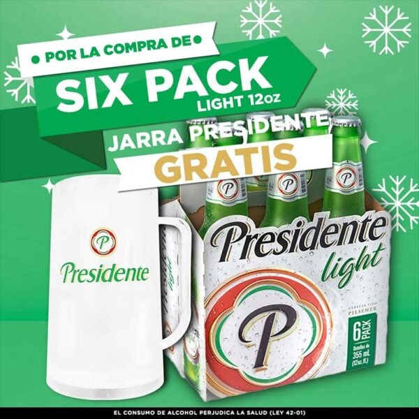 Cerveza Presidente Light, 12 oz (6 pack) (OFERTA) *FRÍAS*