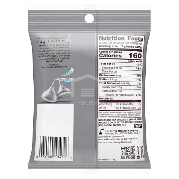 Chocolates Hershey's Kisses con Leche, 4.8 oz