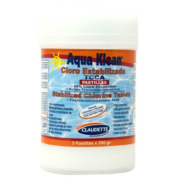 Cloro Estabilizado Aqua Klean Pastilla (200 gr x 5 uds)
