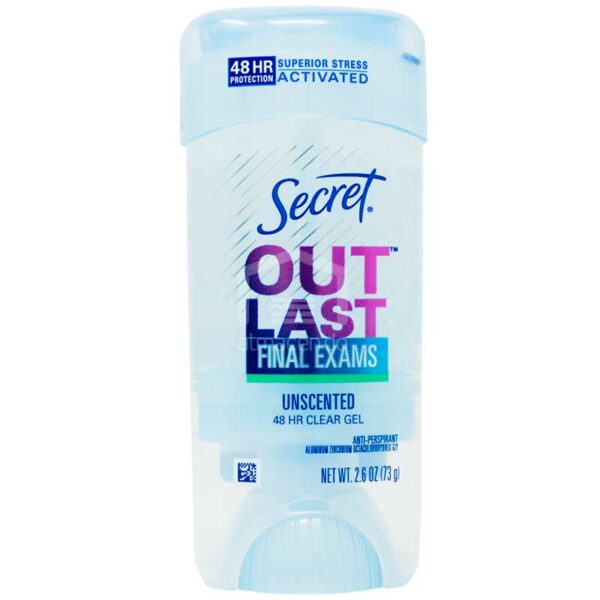 Desodorante en Gel Secret Out Last Final Exams Invisible, 2.6oz