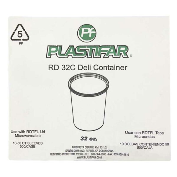 Envase PP 18072 Deli Blanco Plastifar 32 oz Caja (500 uds)