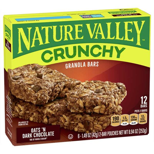 Granola Nature Valley Barras de Avena y Chocolate Oscuro 8.94 oz, (12 uds)