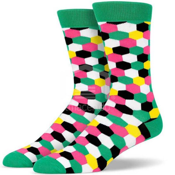 Medias Soxy Green White Pink Yellow Small Hexagon