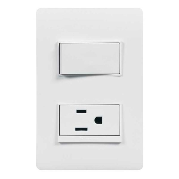 Interruptor Simple con Tomacorriente c/ Luz Piloto Bticino LUZICA, 15 Amp