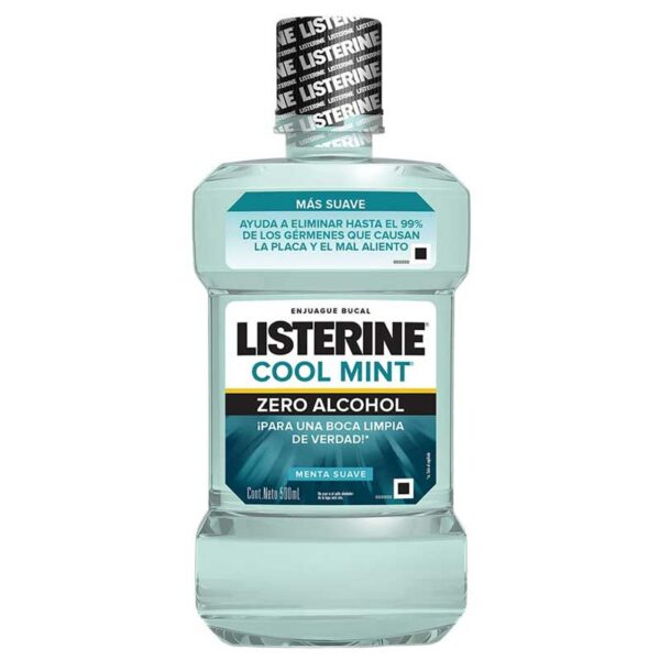 Listerine Enjuague Bucal Cool Mint Menta Zero Alcohol, 500 ml