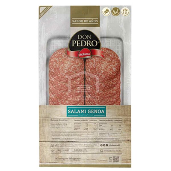 Salami-Genoa-Don-Pedro-Grado-Extra-Premium_-4-oz-Front Salami Genoa Rebanado Don Pedro Grado Extra Premium, 4 oz
