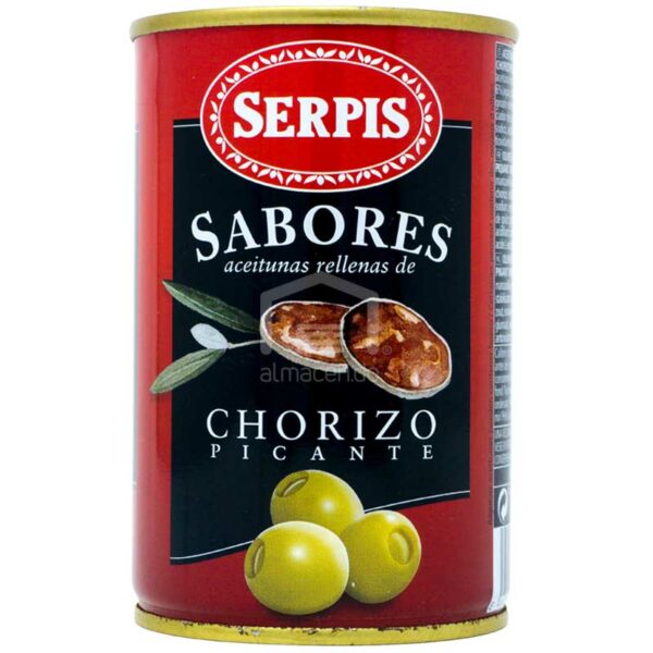 Serpis Aceitunas Rellenas de Chorizo Picante, 300 g