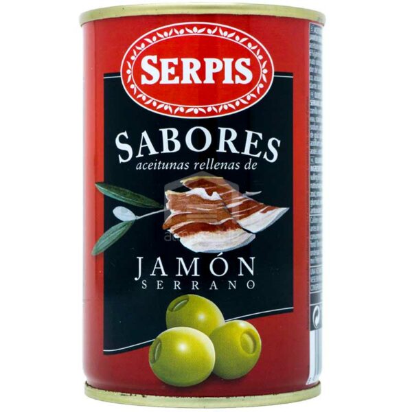 Serpis Aceitunas Rellenas de Jamón Serrano, 300 g