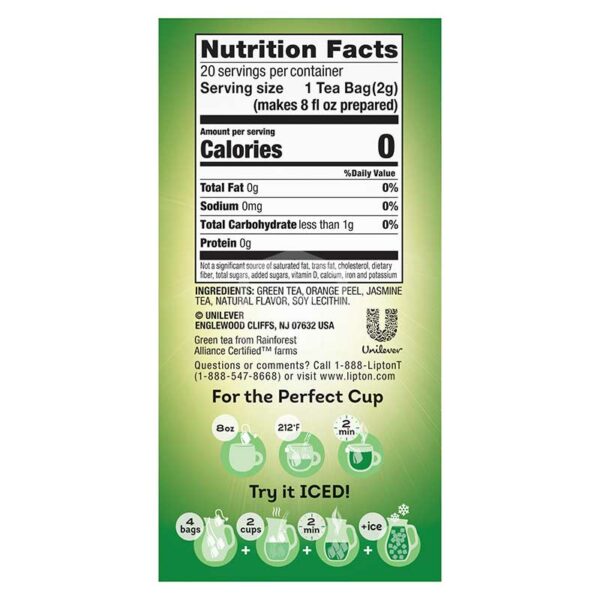 Te-Lipton-Green-Tea-Naranja-Maracuya-Jazmin_-20-uds-Back Té Lipton Green Tea Naranja Maracuyá Jazmín, 20 uds