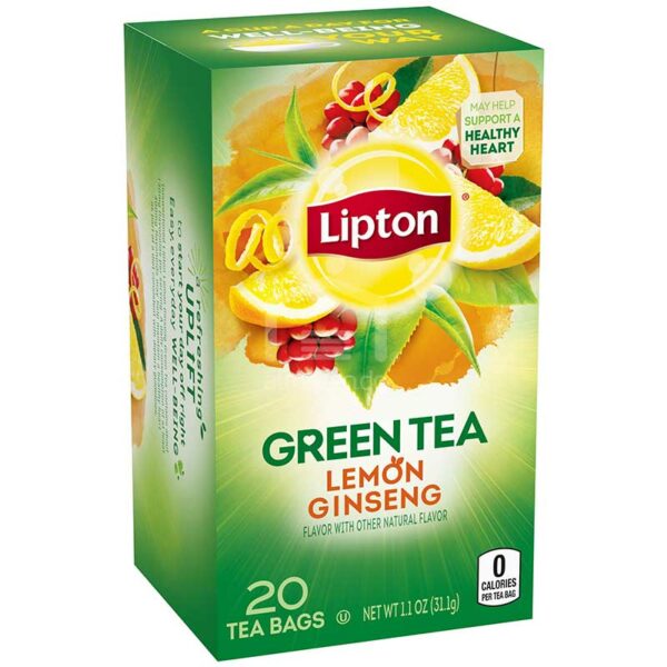 Té Lipton Green Tea Limón y Ginseng, 20 uds