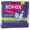 Toallas Femeninas Kotex Nocturna Overnight Con Manzanilla (8 uds)