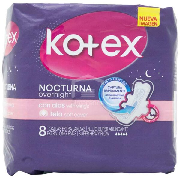 Toallas Femeninas Kotex Nocturna Overnight (8 uds)