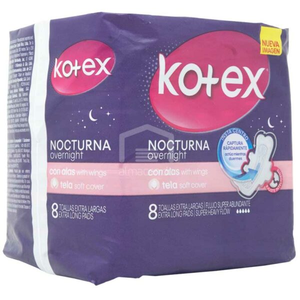 Toallas Femeninas Kotex Nocturna Overnight (8 uds)