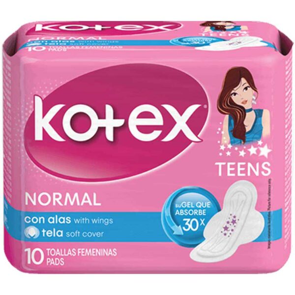Toallas Femeninas Kotex Teen Normal Maxi (10 uds)