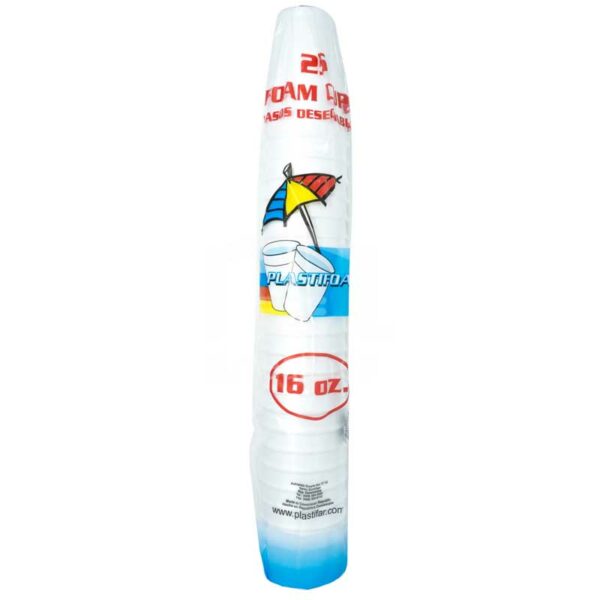Vasos Desechables de Foam 16 oz Plastifar (25 uds)