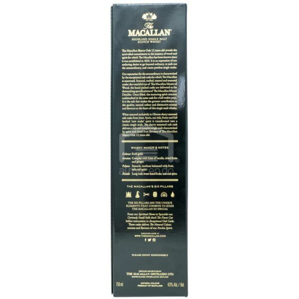 Whisky The Macallan Sherry Oak 12 Años, 750 ml