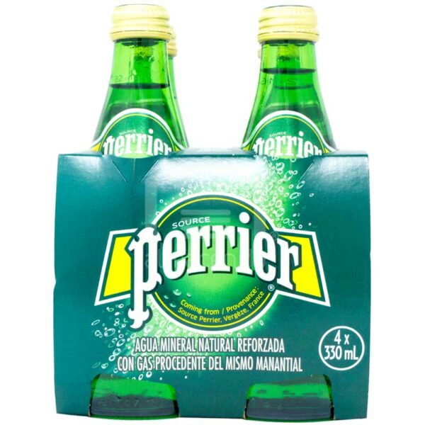Agua Mineral Natural con Gas Perrier, 330 ml (4 pack)