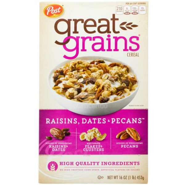 Cereal Post Great Grains Pasas, Dátiles y Nuez, 1 lb